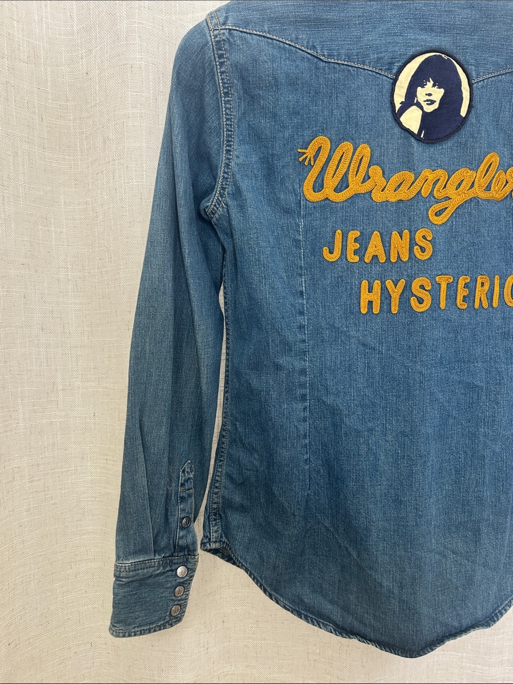 Wrangler Blue Denim Western Long Sleeve Shirt Size Small Excellent Condition - Picture 10 of 15
